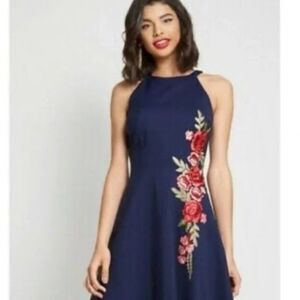 NEW ModCloth  Liza Luxe Navy Halter Twill Dress Size 2X